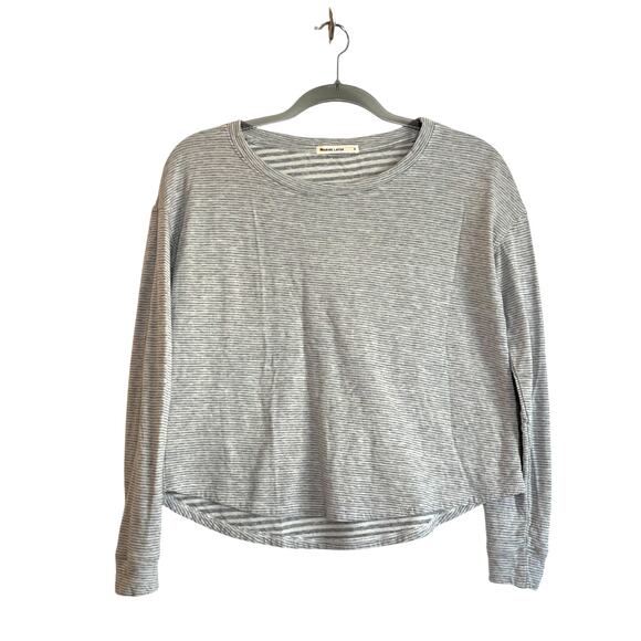 Marine Layer Double Knit Saddle Crew Heather Gray/Cream Striped Size S Coastal - Picture 1 of 7